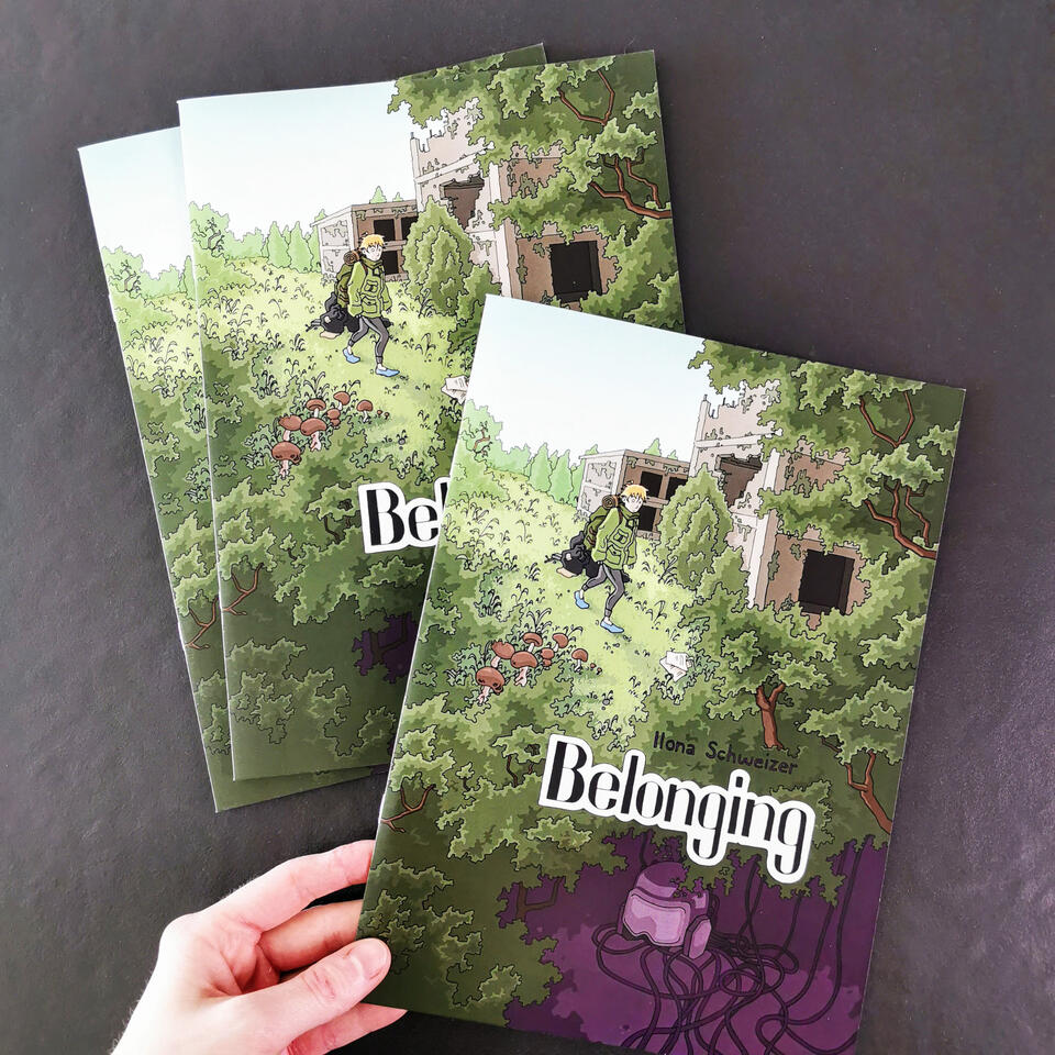 Comic Book BELONGING CHF 20.00 + CHF 5.00 signed with dedication drawing 20 pages incl. cover, 19 x 26.8 cm, stapled Click on image for more information